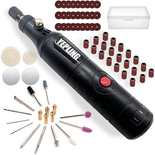 YEPLING Cordless Rotary Tool, 3.7V Li-Ion 3 Speed Electric DIY Mini Polisher Kit, 72 Pieces Accessories USB Cordless Multi-Tool, Great for Nail Polishing and Light Work