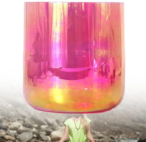 Hydravex Cuencos tibetanos de Cristal de Cuarzo Transparente con Cuenco Tibetano mazo de Gamuza, Cuencos de alquimia de luz cósmica, Cuencos de Sonido para curación de Sonido, Terapia, meditación,7in