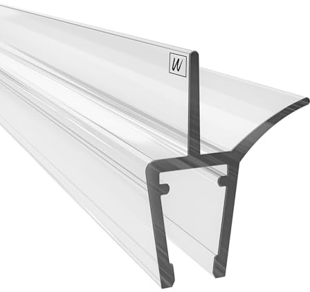 WAKA Premium Duschtür & Duschlippe PRO-J, Duschdichtung Optisch Transparent, Dichtung Dusche Glastür 6-8mm, 200cm Duschkabine & Duschtürdichtung, kompatibel mit einer Schwallschutzleiste Dusche