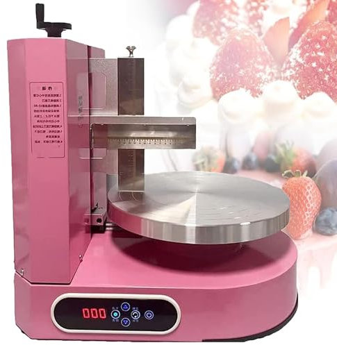 Cake Making Smoothing Machine Cake Decorating Coating Machine,4-12 Inch Cake Cream Spreading Coating Smearing Machine, Cake Cream Smoother Adjustable Cake Scraper，Rotating Turntable Cake Tools(Pink)