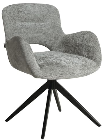 HowHomely Grau Esszimmerstuhl | Drehbar Polsterstuhl Esszimmer 84x62x64 cm | Stuhl Samt mit Armlehne Esszimmer | Weiche und Ergonomisch Geformte Küchenstühle für Wohnzimmer Büro