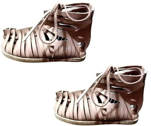 ebas Handmade Roman Caligae Leather Sandals, Light Brown, Lace Up (us 7)