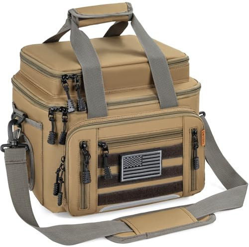 FREEAMG Fishing Tackle Bag - Holds 3400-3600 Size Tackle Boxes (Khaki)