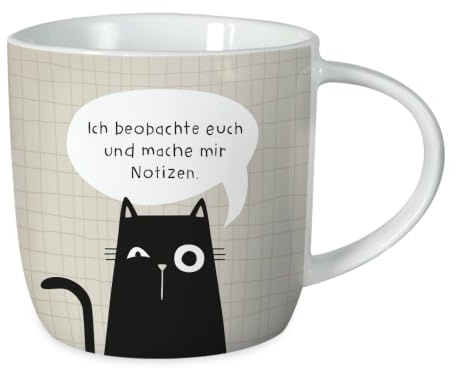 Grafik-Werkstatt Kaffeetasse - Ich beobachte euch - Porzellan, 300 ml | Kaffeebecher mit Spruch oder Smiley-Motiv – lebensmittelecht, spülmaschinen- und mikrowellengeeignet