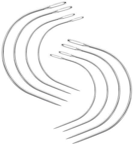 JIYin Aguja de coser curva en forma de C, Agujas de cose agujas de cuero Aguja de talabartero de cuero Peluca C Curva para agujas de coser cuero coser telas gruesas