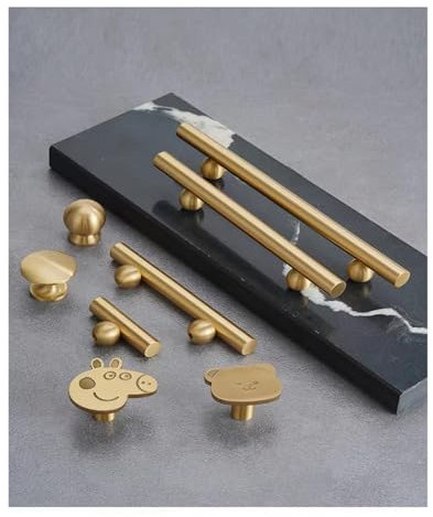 QQNQQ Griffe for Schubladen, Schrank-Hardware-Zuggriffe, Solidniture-Knöpfe, T-Stangen-Schubladentürgriff, mit Schraubenzug, for Küche, Badezimmer, Schrank, Messing(160mm)
