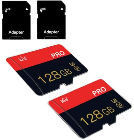 Paquete de 2 Tarjetas Micro SD de 128 GB Clase 10 con Adaptador SD de Alta Velocidad para Tablet, cámara, dron