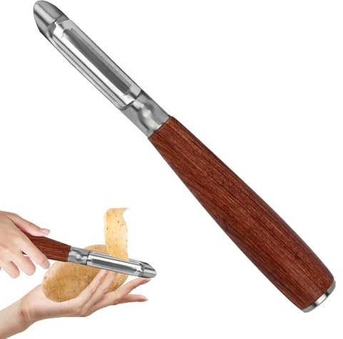 SOPHREPT Premium Stainless Steel Vegetable Peelers, Ultra Sharp Blades, Heavy-Duty Fruit Peeler with Comfort Wood Handle, Durable Potato Peeler, No Rust