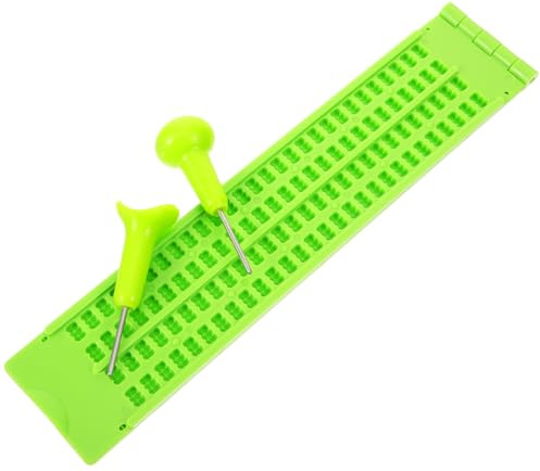 KOMBIUDA 1set Lavagna Braille Con Punteruolo Kit Per Scrittura Braille Per Non Vedenti e Riquadri Facile Usare Resistente e Riutilizzabile Con Penne