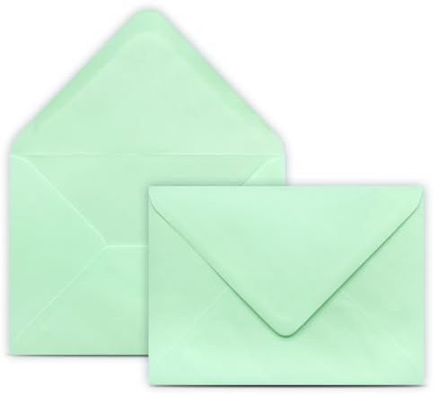 25 Briefumschläge DIN B6 Mintgrün - 12,5 x 17,5 cm - Kuverts mit 80 g/m² Nassklebung spitze Klappe - Umschläge ohne Fenster - Colours-4-you