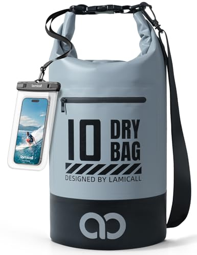 Lamicall Dry Bag, wasserdichte Tasche Beutel - 5L/10L/20L/30L/40L Drybag | [Robust & Kratzfest] Wasserfester Rucksack Waterproof Bag für Wassersport/Strand/Bootsport, Freie 100% wasserfeste Handyhülle