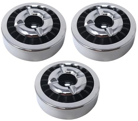 3er Set Gluttöter Windaschenbecher | Stabile Outdoor Aschenbecher für Balkon & Gastro | Kein Nachqualmen | Rund Ø14cm (3x Silber)