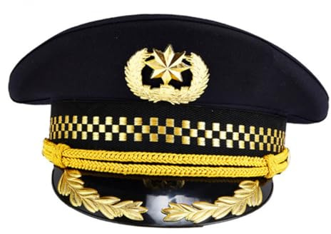 HORIALENCE Fliegermütze Kapitänsmütze Uniformkappe mit Großem Schirm Leicht Langlebig Schwarz Einheitsgröße 57 – Cosplay Kostüm und Alltag