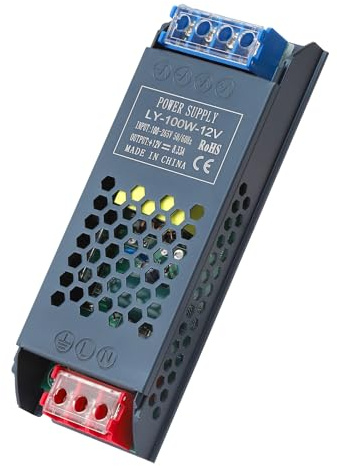 LED Trafo 12V 100W Treiber Netzteil,230v auf 12v netzteil trafo,Schaltnetzteil LED Transformator 8,3A AC 230V auf DC 12 V,Kompakter Extrem Konstantspannung Dünner Niedervolttrafo für LED Lampen