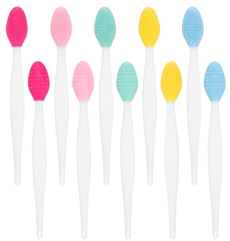 BEVTEE Lippenpeeling-Pinsel, 10-teiliges Set, Porenreinigungsbürste für Gesicht, Silikon-Nasen-, Lippen-Schrubber, Peeling-Werkzeuge, doppelseitiges, sanftes Peeling und Lippenmassagewerkzeug für