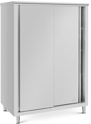 Royal Catering Armario para vajilla de acero inoxidable, 120 x 70 x 180 cm, 3 compartimentos, 2 cajones, fácil montaje, patas ajustables en altura, armario alto