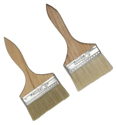 Jimkply Pincel de pintor, 2 unidades, 98/120 mm, con mango de madera, pincel para barnices, barnices y aceites, cerdas para una aplicación uniforme del color