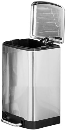 Generisch Cubo de basura con pedal, contenedor de inodoro con tapa, pedal de acero inoxidable, cubo de basura rectangular con gran capacidad para cocina, dormitorio, baño, oficina
