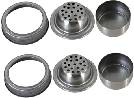 MOTHNUR 2pcs Cocktail Shaker Lid Mason Jar Seasoning Lids for Is Covers Reusable Spices Jar Stainless Steel 304