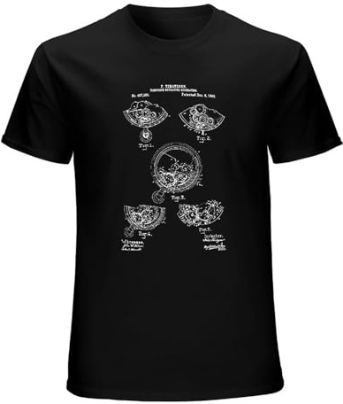 Qianqianzhi Men's Pocket Watch Repeater Jeweler Watch Clockmaker T-Shirts Black S