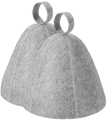 JIPUKE 2PCS Sauna Hat Made of Wool, Ergonomi Felted Sauna Cap for Women and Men, Comfortable Sauna-Hats for Natural Felt Bathroom Saunas Steam Room Essential Parts Accessories(Grey)