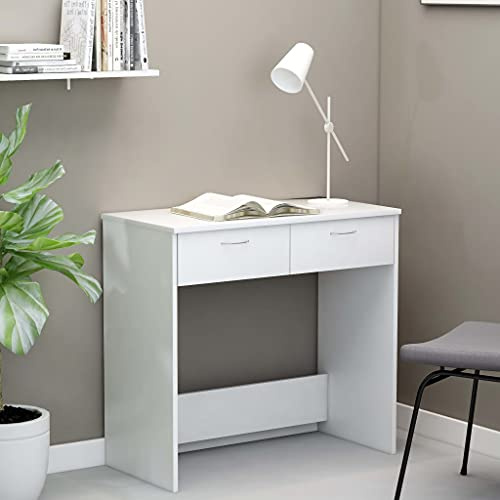 Mokuyary Schreibtisch, Bürotisch Computertisch Klein Arbeitstisch Büro PC-Tisch Kinderschreibtisch mit Stauraum Schreibtisch Weiß 80×40×75 cm Holzwerkstoff