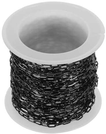 VILLFUL Cadena de seguridad plástica negra 5m resistente a la intemperie para control de multitudes y barreras de estacionamiento, cadena de cercado visual para construcción y delimitación