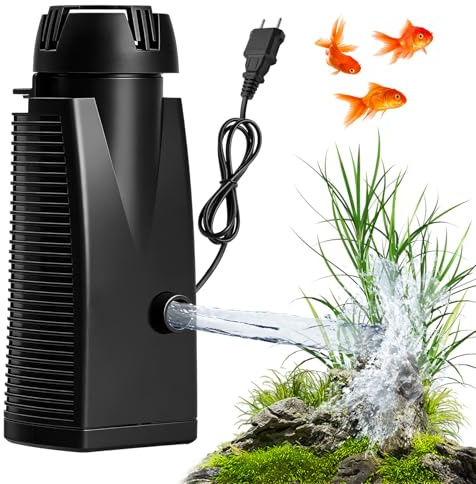 AXVRAV 300 L/H 4 W akvarium skimmer för akvarier upp till 350 L, akvarium ytskimmer, tyst akvariumfilter med biosvamp och sugkoppar, fiskbassäng ytskimmer, oljefilmborttagare