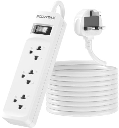 US to UK Plug Adapter, 3 Outlets for American/EU Electronic Devices | Overload Protection Switch, 3M Cable, Shaver Plug Adaptor UK, 13A/3250W