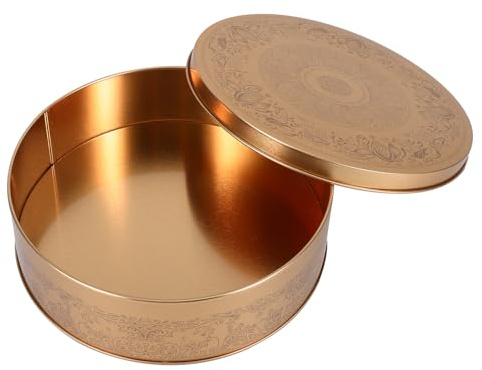 CRAFTHROU Goldene Runde Kuchenform aus Weißblech, Dekorativ, Klassisch | Keksdosen Schwarz, für Verpackung und Aufbewahrung, Leicht zu Tragen