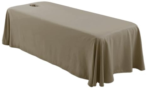 Massagebordsskydd med ansiktshål, 309 x 200 cm mjuk bomull spa sängöverdrag hudvänligt lakan för skönhet och spacenter, kaffe