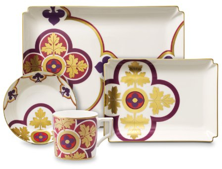 Villeroy & Boch Authentic Avantgarde Collection 4-Piece Espresso Set, Royal Red