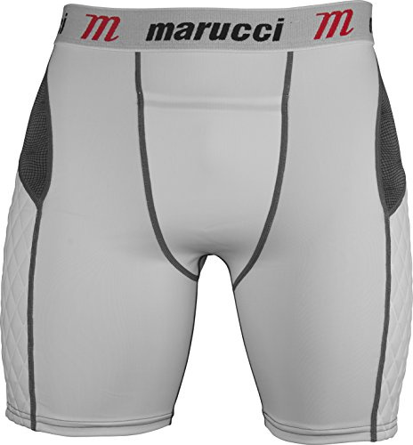 Marucci Mens Elite Shorts Sports, MASL-W-AL, Adult Padded Slider, White, Large US