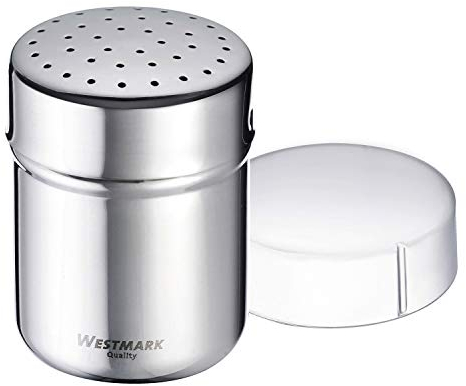 Westmark Espolvoreador de especias, Con tapa de conservación, Capacidad: aprox. 80 - 100 gr, Plástico/acero inoxidable, Fein, Plateado/transparente, 69542260