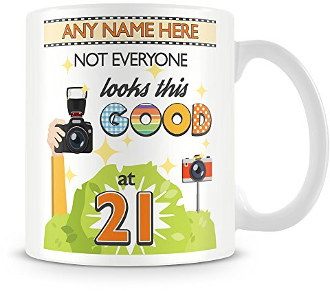 21st Birthday Gift - Personalised Mug/Cup - Add Name - Not Everyone Looks This Good Design - Yellow