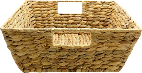 Jade Temple Dekokorb aus Wasserhyazinthe, geflochten, 12 cm x 30 cm x 30 cm, Ideal zur Aufbewahrung diverser Gegenstände, mit Doppelgriff, 1 x Dekokorb, Hellbraun