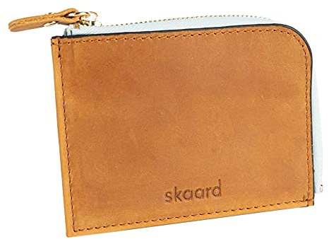 skaard Damen Geldbörse Klein aus Leder – Kleines Portemonnaie Braun mit RFID-Schutz
