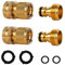 GHT 4 PCS Quick Connect Solid Brass Garden Hose Fittings, 3/4 inch Male & Female Connectors