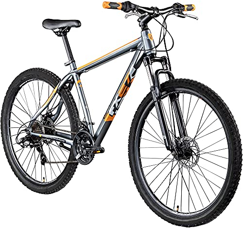 ZÜNDAPP FX27 Mountainbike 27,5 Zoll Fahrrad Mountain Bike Hardtail MTB Herren Damen mit MTB Rahmen und Federgabel 21 Gänge 650B (grau/orange, 48 cm)