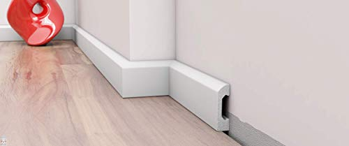 5 pezzi / 10 metri battiscopa – bianco – 2 metri – materiale duro/simile alla plastica – decorazione – Parete – pavimento – soffitto (DP3)