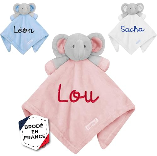 KDO MAGIC - Plüsch personaliserte Baby - Elefant - Mehreren Farben - Gestickter Vorname - Geschenkidee zur Geburt, Geburtstag, Taufe (Rosa)