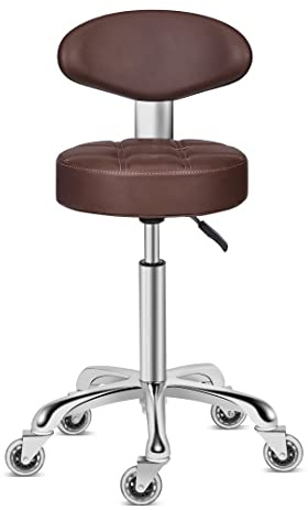 Kaleurrier Rolling Stool Chair with Smooth-rolling Dual-wheel casters,Comfortable Cushioned Backrest, Swivel Seat, Heavy Duty Hydraulic Height Adjustable,Sturdy and Durable