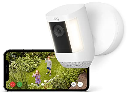 Ring Videocamera Pro con faretti cablata (Spotlight Cam Pro Wired) | Video 2K, Ring Vision, rilevazione di movimento 3D, alternativa a sistema CCTV | Prova gratuita di 30 giorni di Ring Home