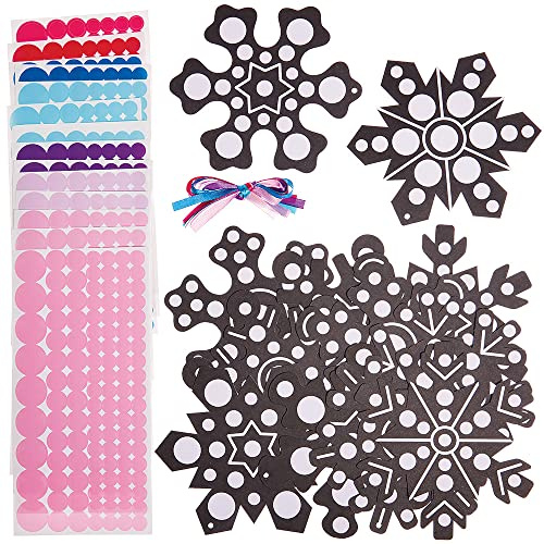 Baker Ross FX277 Schneeflocken Klebepunkt Dekorationen - 12er Pack, Sticker Basteln für Kinder, Kindergeburtstag Sticker Set, Kleine Geschenke für Kinder, Christbaum Schmuck Basteln