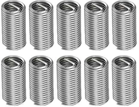 HARFINGTON 10pcs Wire Thread Inserts M10 x 1.5 3D 304 Stainless Steel Helical Coiled Wire Threaded Sleeve