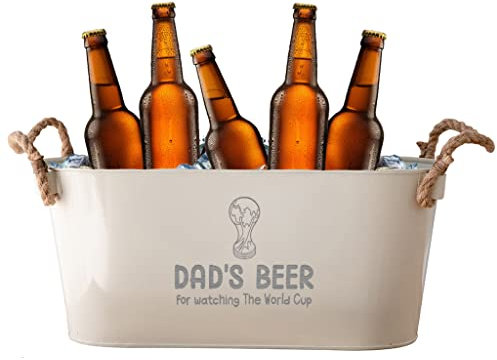 Personalised Football Ice Bucket - 2022 World Cup - Engraved Beer Cooler Box - Father’s Day or Birthday Gift for Dad Him - Football Lovers Gift - Beer Ice Bucket Metal