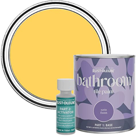 Rust-Oleum Yellow Water-Resistant Bathroom Tile Paint in Satin Finish - Lemon Jelly 750ml