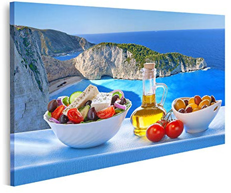Bild auf Leinwand Berühmter Navagio Strand Mit Griechischem Salat Zakynthos Griechenland Küchenbilder Leinwandbild Wandbild Prime Bilder für Wohnzimmer etc.