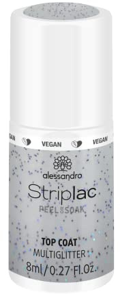 alessandro Striplac Top Coat Multiglitter – UV-Überlack für brillanten Glanz – Schnelltrocknend und schützend – Vegan und tierversuchsfrei – 8 ml