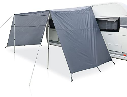 your GEAR Caravan Tarp Teramo - 4 Größen - 250, 300, 400, 450 cm Breite, Tiefe 240 cm - UPF 50+ Sonnendach für Wohnwagen Wohnmobil - 5000 mm Sonnensegel Seitenwände Aufstellstangen (250x240 cm)
